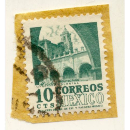 Timbre Mexique, Mordes Colonial, Correos Mexico 10 Cts, Oblitété