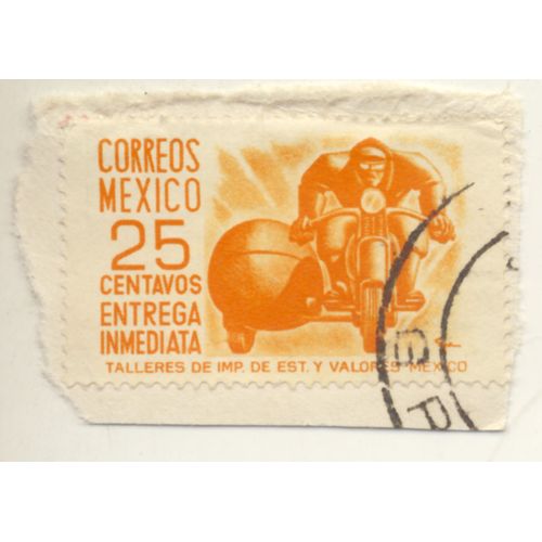 Timbre Mexique, Entrega Immediata, Correos Mexico 25 Centavos, Oblitéré