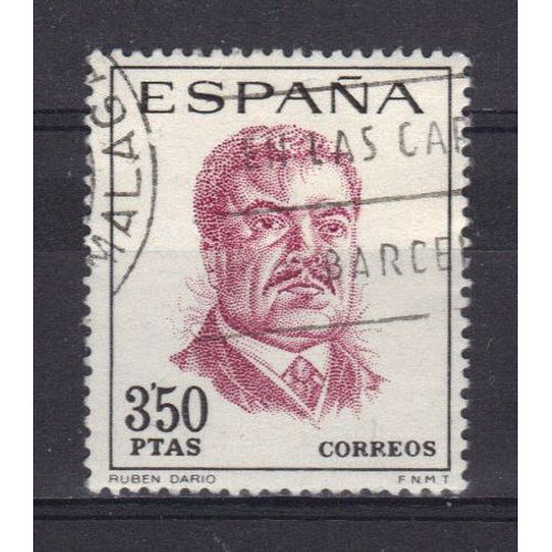 Espagne 1967 : Célébrité : Ruben Dario, Poète Latino-Américain (1867-1916) - Timbre Oblitéré