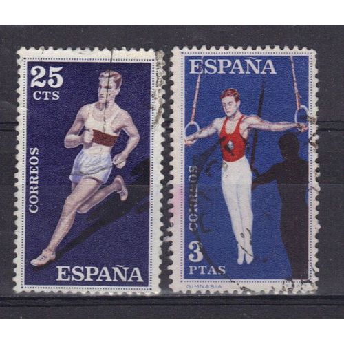 Espagne 1960 : Sports : Athlétisme / Gymnastique - Série De 2 Timbres Oblitérés