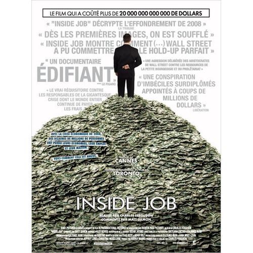 Inside Job - Véritable Affiche De Cinéma Pliée - Format 120x160 Cm - De Charles Ferguson Avec Matt Damon, Christine Lagarde. Dominique Strauss-Kahn- 2010