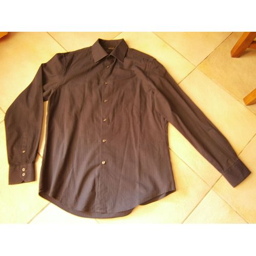 Chemise Bleu Marine Rayee Noire Taille L Marque Celio