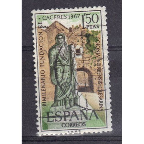 Espagne 1967 : Bimillénaire De Caceres : Porte Romane Et Statue De Cérès - Timbre Oblitéré