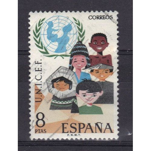 Espagne 1971 : 25è Anniversaire De L'u.N.I.C.E.F. - Timbre Oblitéré