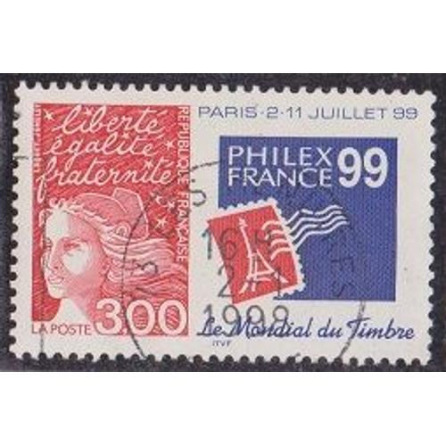 Timbre N°3127 Y&t 3,00 F Bleu Et Rouge "Philexfrance'99" Exposition Philatélique Mondiale À Paris Marianne Du 14 Juillet Et Logo De L'exposition