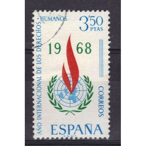 Espagne 1968 : Année Internationale Des Droits De L'homme - Timbre Oblitéré
