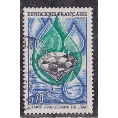 Timbre N°1612 Y&t 0,70 F Bleu, Vert Et Gris Charte Européenne De L'eau