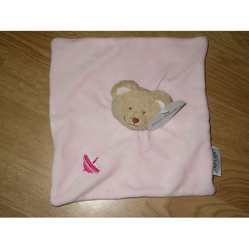 Doudou Peluche Influx Plat Rose Tête D'ours Ours Bear Bar Orso Cora