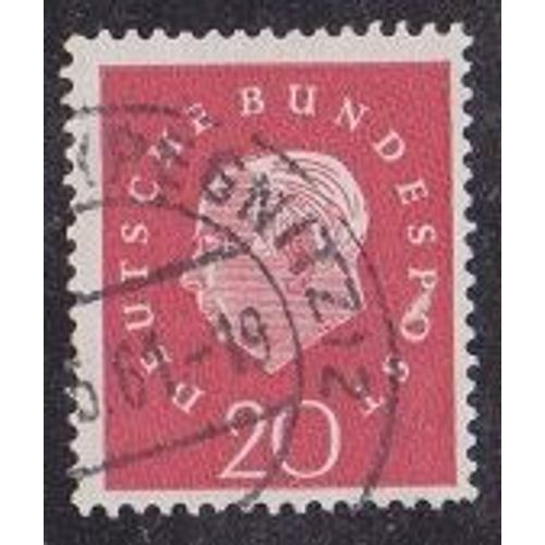 Timbre D'allemagne De L'ouest N°175 Y&t 20 P Rouge Carminé 75ème Anniversaire Du Président Théodor Heuss