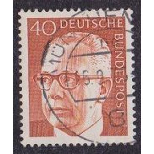 Timbre D'allemagne De L'ouest N°510 Y&t 40 P Orange Série Courante Président G. Heinemann