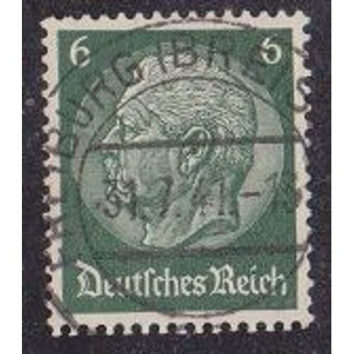 Timbre D'allemagne N°445 Y&t 6 P Vert Foncé 85ème Anniversaire Du Maréchal Hindenburg