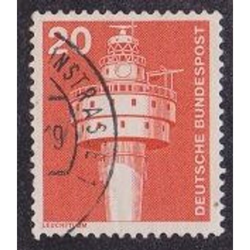 Timbre D'allemagne De L'ouest N°697 Y&t 20 P Vermillon Série Courante Industrie Et Technique Phare