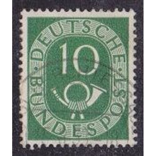 Timbre D'allemagne De L'ouest N°14 Y&t 10 P Vert Série Courante Cor Postal