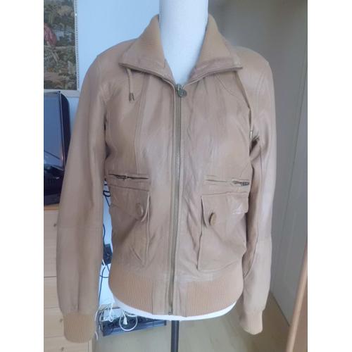 Blouson Cuir Agneau Tanne A Peine Froisse Cognac Taille 40 Marque Bershka Tbe Rakuten