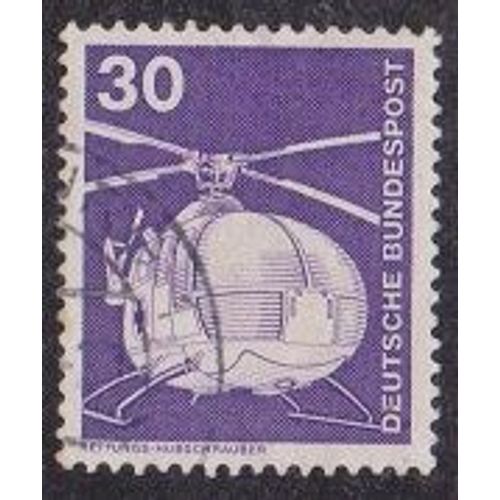 Timbre D'allemagne De L'ouest N°698 Y&t 30 P Lilas Série Courante Industrie Et Technique Hélicoptère