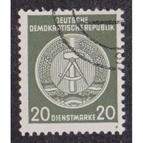 Timbre D'allemagne De L'est N° S.22 Y&t 20 P Olive Fond Central Ligné Armoiries