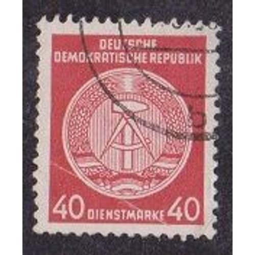 Timbre D'allemagne De L'est N° S.25 Y&t 40 P Rouge Carminé Fond Central Ligné Armoiries