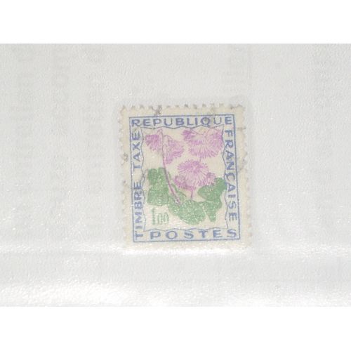 Timbre Taxe De 1.00, Fleur, France.
