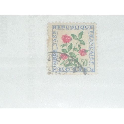 Timbre Taxe De 0.50, Fleur, France.