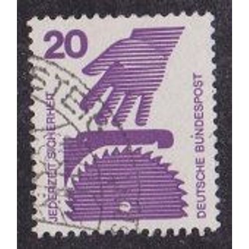 Timbre D'allemagne De L'ouest N°574 Y&t 20 P Violet Série Courante Prévention Des Accidents Scie Circulaire