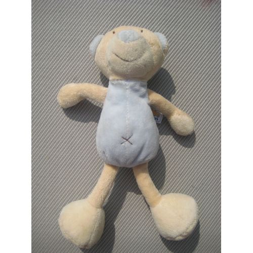 Doudou Ours Bleu Beige Fehn Babysun 20 Cm