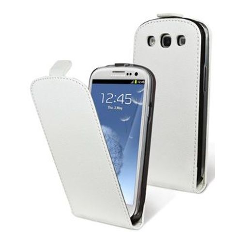 Housse Klam Nzup En Cuir Blanc Écologique Avec Ouverture Verticale Pour Samsung Galaxy S3 - I9300.