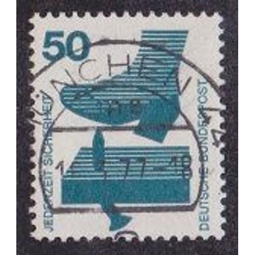 Timbre D'allemagne De L'ouest N°576 Y&t 50 P Bleu-Vert Série Courante Prévention Des Accidents Planche Cloutée