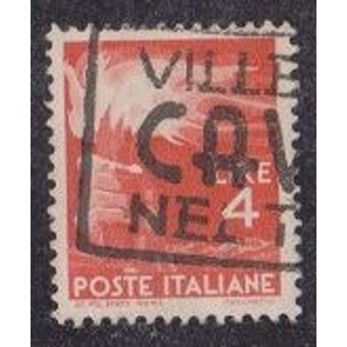 Timbre D'italie N°492 Y&t 4 L Rouge-Orange Série Courante Flambeau
