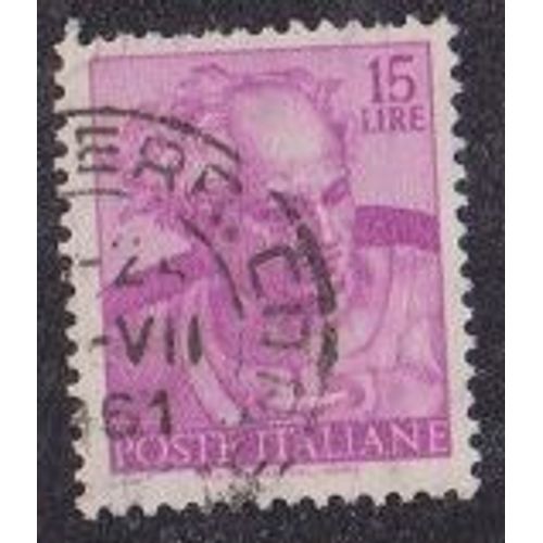 Timbre D'italie N°829 Y&t 15 L Lilas Série Courante Oeuvres De Michel-Ange Le Prophète Joël