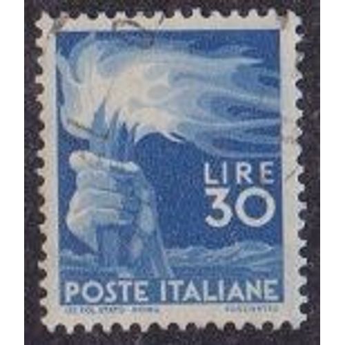 Timbre D'italie N°501 Y&t 30 L Bleu Série Courante Flambeau