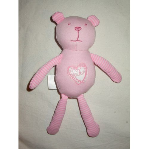 Doudou Chat Cat Katze Ours Bear Bar Orso Cocoon La Redoute Rose Rayé Blanc Heart Coeur