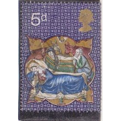 Timbre De Grande-Bretagne N°603 Y&t 5 D Or Et Polychrome Noël Enluminures Du Psautier De L'isle L'enfant Jésus Dans La Crèche