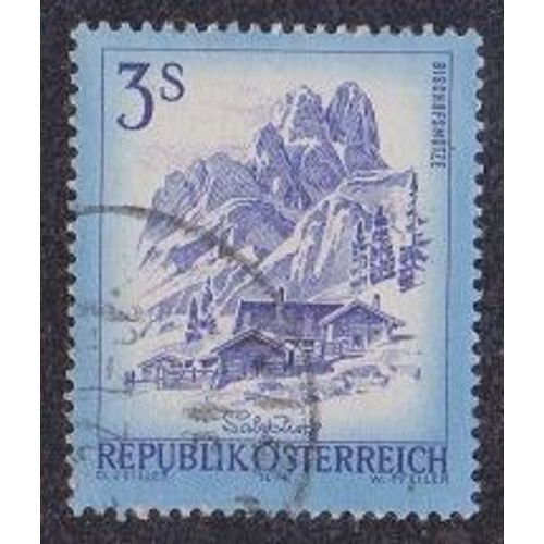 Timbre D'autriche N°1272 Y&t 3 S Bleu Et Outremer Série Courante Paysages Mont Bischofsmutze Filzmoos Pangau