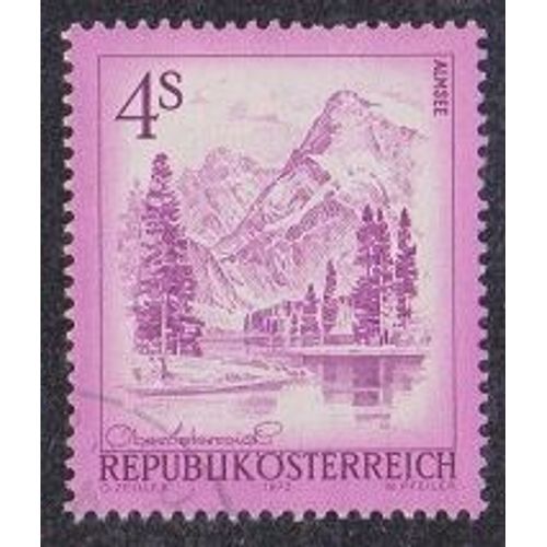 Timbre D'autriche N°1259 Y&t 4 S Lilas-Rose Série Courante Paysages Lac D'alm Haute-Autriche