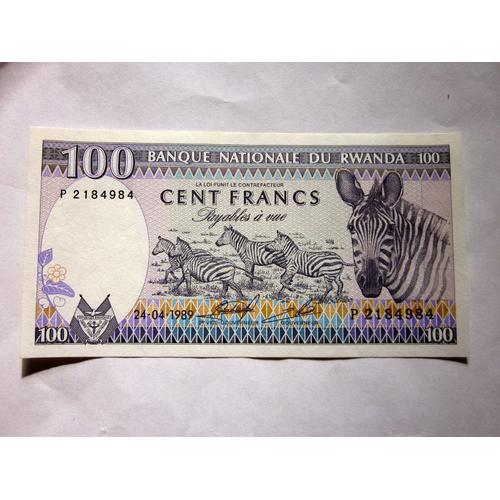 Billet De 100 Francs 1989 Rwanda