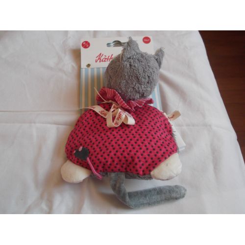 Doudou Chat Bouillotte Noyau De Cerise