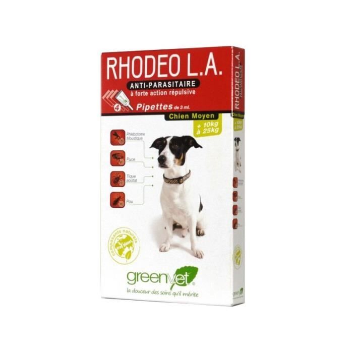 Greenvet Rhodeo L.A. Moyen Chien Spot On 4 Unités