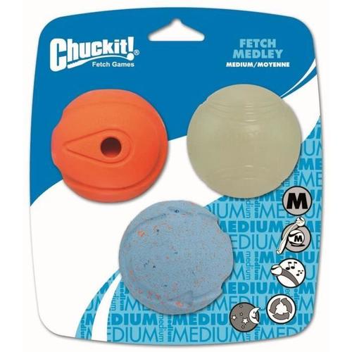 Chuckit! Fetch Medley 3-Pk - 3 Balles M Ø 6,5cm - Pour Chien