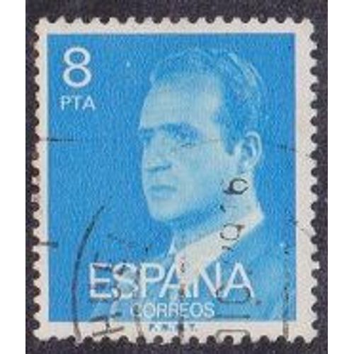 Timbre D'espagne N°2058 Y&t 8 P Turquoise Série Courante Roi Juan Carlos 1er