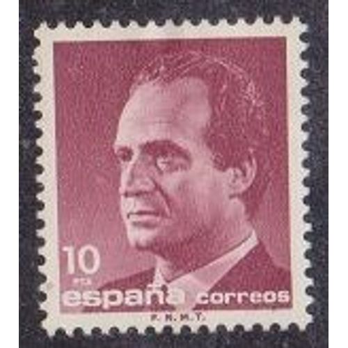 Timbre D'espagne N°2460 Y&t 10 P Rouge Carminé Série Courante Roi Juan Carlos 1er