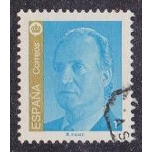 Timbre D'espagne N°2880 Y&t 1 P Bleu Clair Et Or Série Courante Roi Juan Carlos 1er