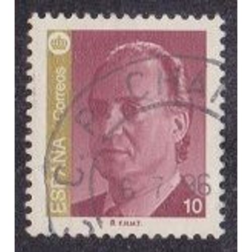 Timbre D'espagne N°2968 Y&t 10 P Lie De Vin Et Or Série Courante Roi Juan Carlos 1er