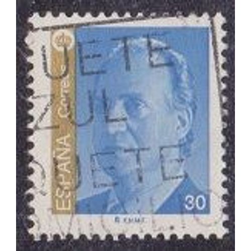 Timbre D'espagne N°2928 Y&t 30 P Bleu Et Or Série Courante Roi Juan Carlos 1er