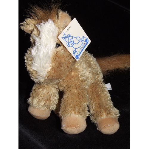 Ane Poney Cheval Maxita Doudou Marron Beige Peluche De 18 Cm + Queue De 10 Cm
