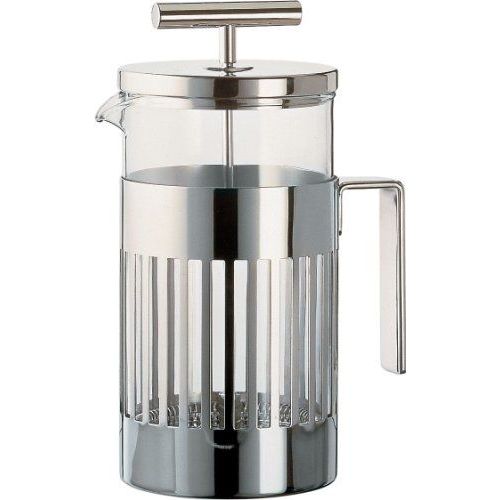 Alessi - 9094/8 - Cafetière Presso-Filtre Ou À Infusion En Acier Inoxydable 18/10 Brillant Et Verre Résistant Au Feu