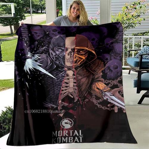 Couverture En Peluche Avec Impression De Logo Mortal Kombat Affiche De Jeu De Dessin Animé Couverture Au Glouton Chaude Douce Et Confortable Maison Et Voyage Cadeau D'anniversaire