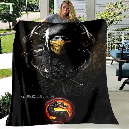 Couverture En Peluche Avec Impression De Logo Mortal Kombat Affiche De Jeu De Dessin Animé Couverture Au Glouton Chaude Douce Et Confortable Maison Et Voyage Cadeau D'anniversaire