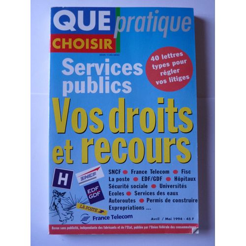 Que Choisir  Droits Et Recours Services Publics