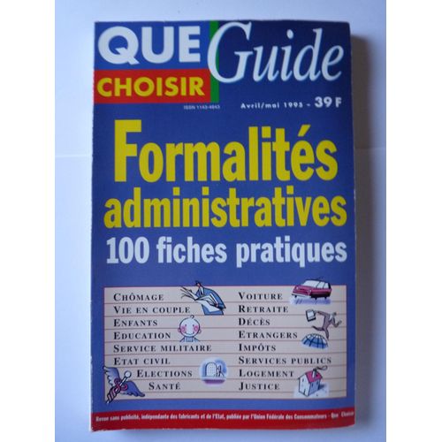 Que Choisir Formalités Administratives