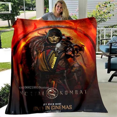 Couverture En Peluche Avec Impression De Logo Mortal Kombat Affiche De Jeu De Dessin Animé Couverture Au Glouton Chaude Douce Et Confortable Maison Et Voyage Cadeau D'anniversaire